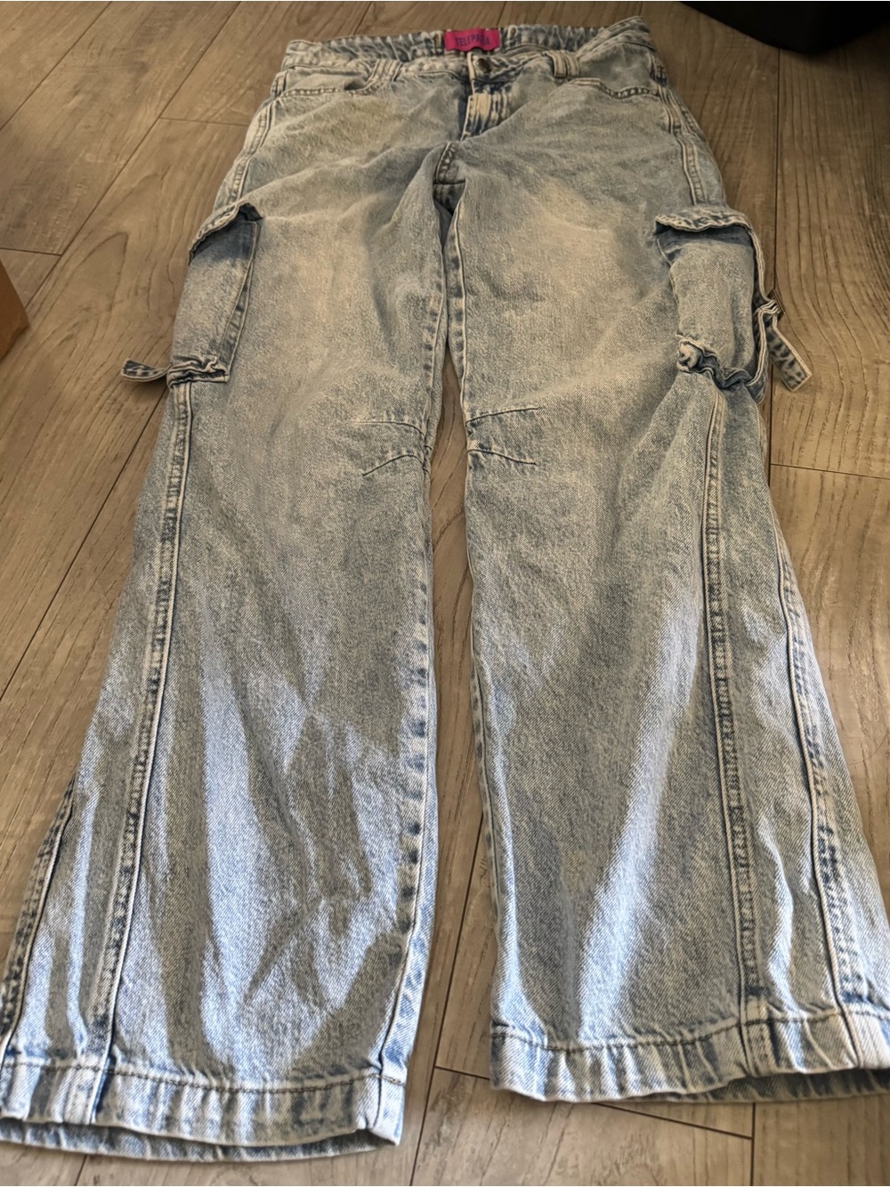 Telepatia Light Blue Wide-Leg Cargo Jeans